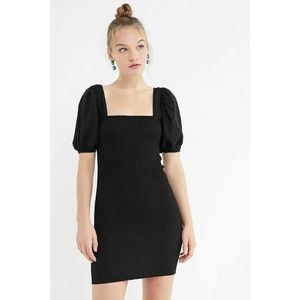 Urban Outfitters Black Dress UO Carnation Smocked Puff Sleeve